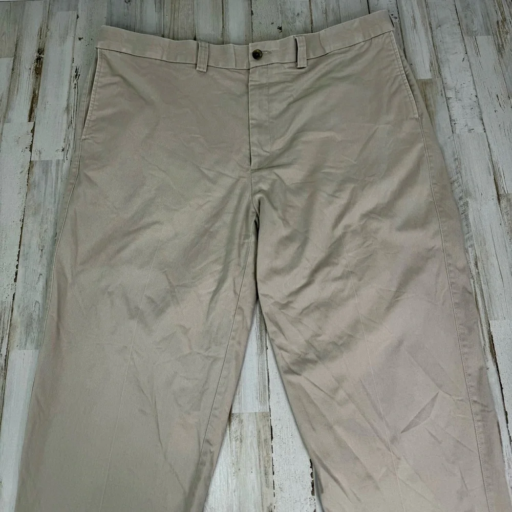 Oak Hill Dress Pants Mens 44x28 Tan Khaki Pleated Chinos Trousers Casual Work